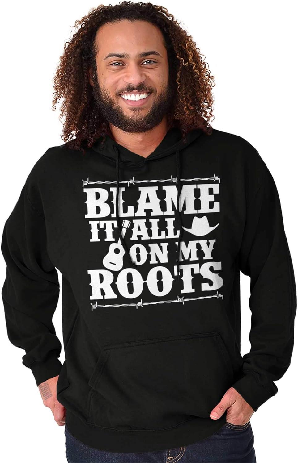 imageBrisco Brands Blame It On My Roots Country Music Hoodie Sweatshirt Women MenBlack