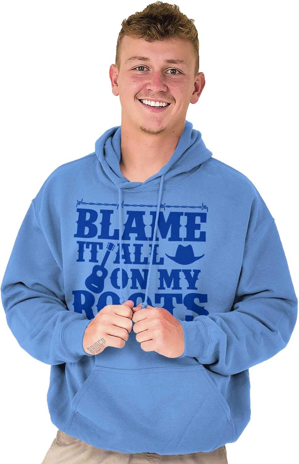 imageBrisco Brands Blame It On My Roots Country Music Hoodie Sweatshirt Women MenCarolina Blue