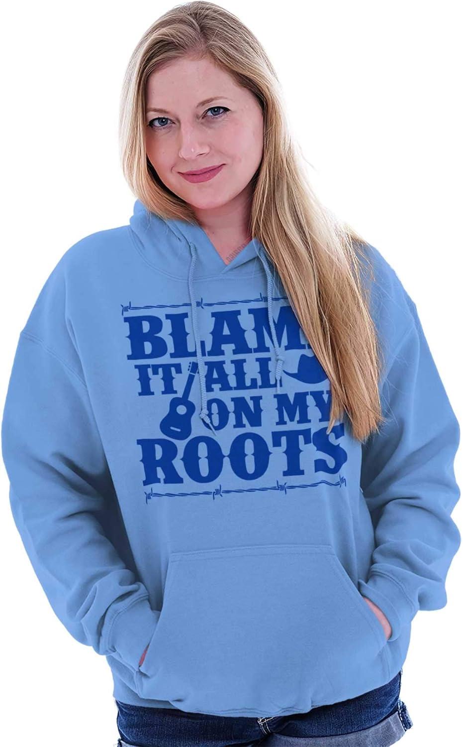 imageBrisco Brands Blame It On My Roots Country Music Hoodie Sweatshirt Women MenCarolina Blue