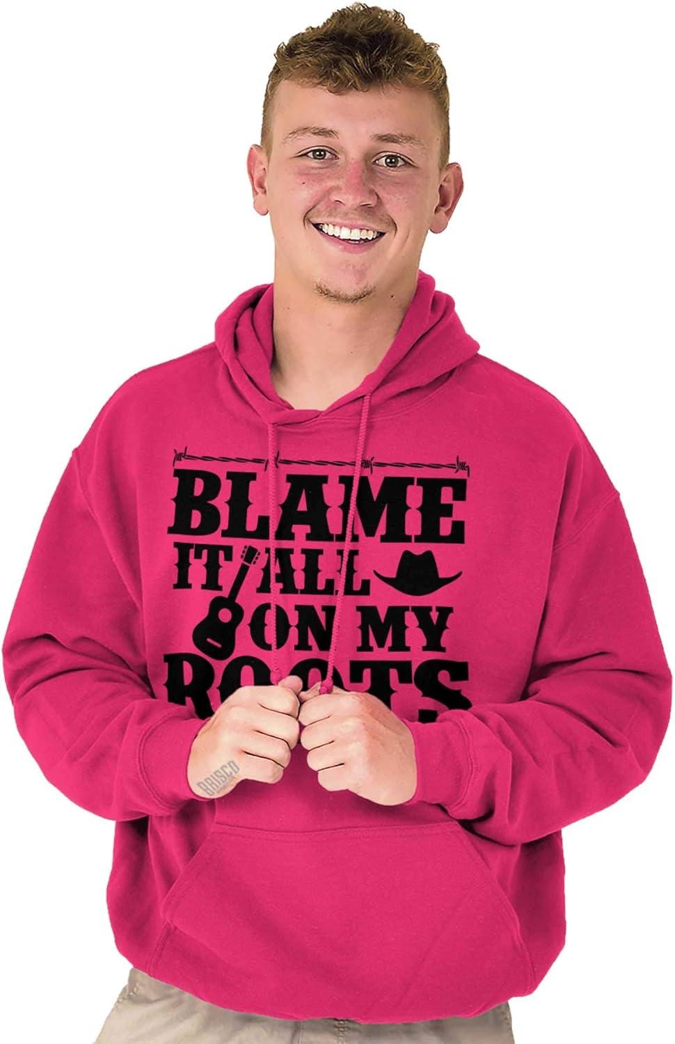 imageBrisco Brands Blame It On My Roots Country Music Hoodie Sweatshirt Women MenHeliconia