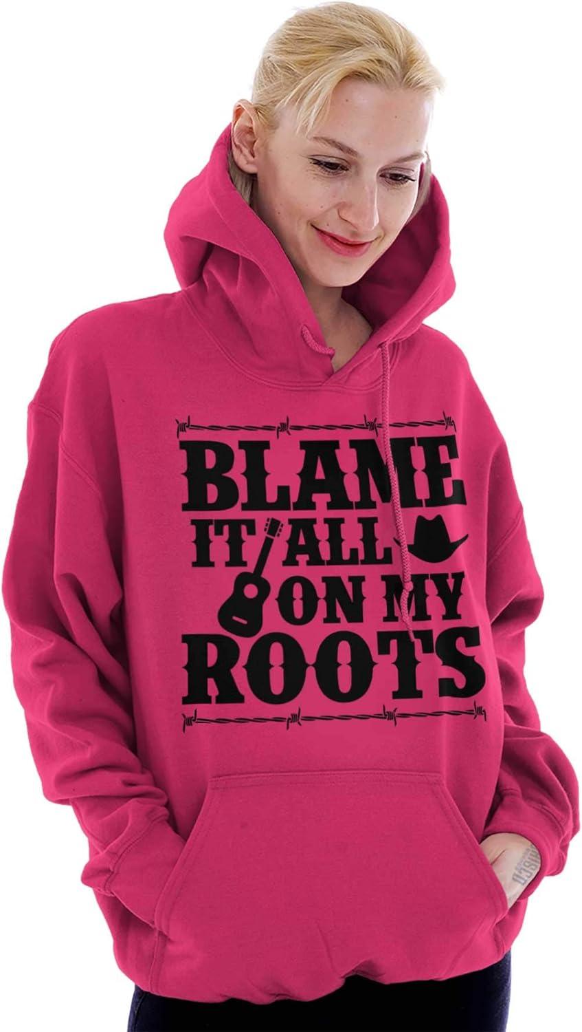 imageBrisco Brands Blame It On My Roots Country Music Hoodie Sweatshirt Women MenHeliconia