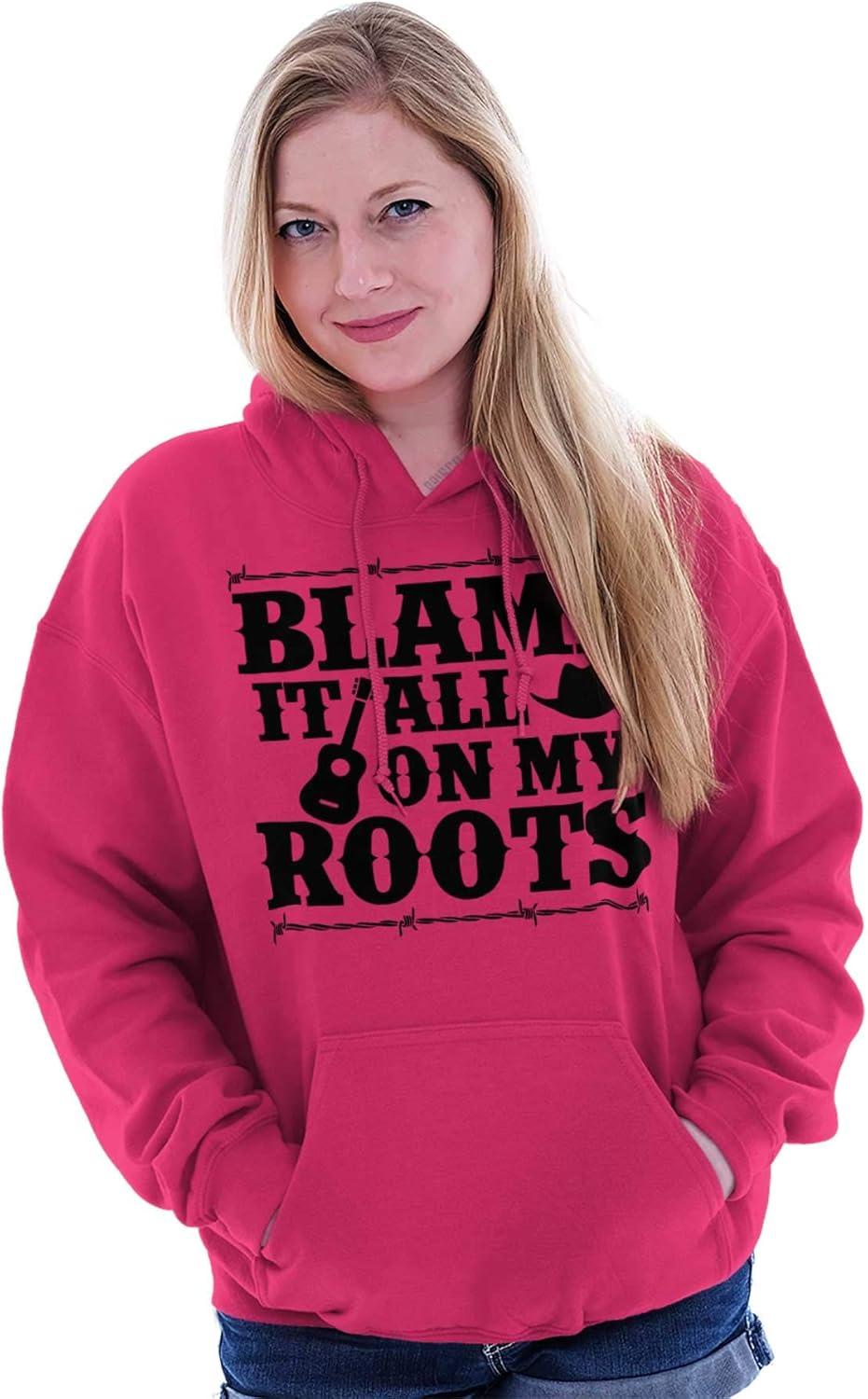 imageBrisco Brands Blame It On My Roots Country Music Hoodie Sweatshirt Women MenHeliconia