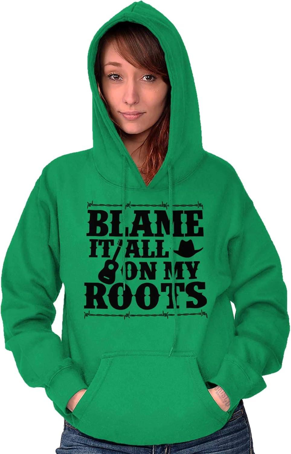 imageBrisco Brands Blame It On My Roots Country Music Hoodie Sweatshirt Women MenIrish Green