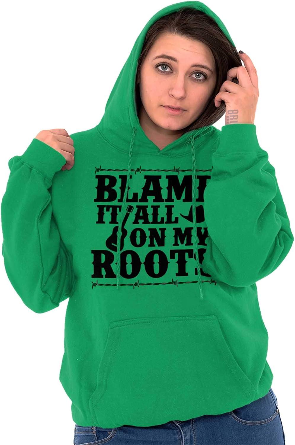 imageBrisco Brands Blame It On My Roots Country Music Hoodie Sweatshirt Women MenIrish Green