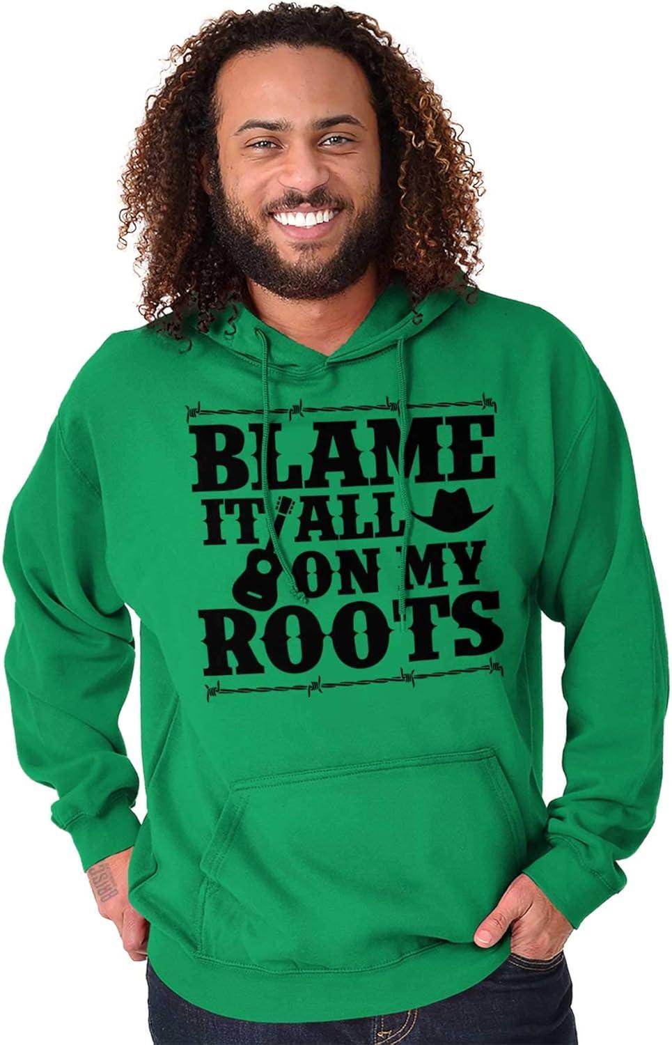 imageBrisco Brands Blame It On My Roots Country Music Hoodie Sweatshirt Women MenIrish Green