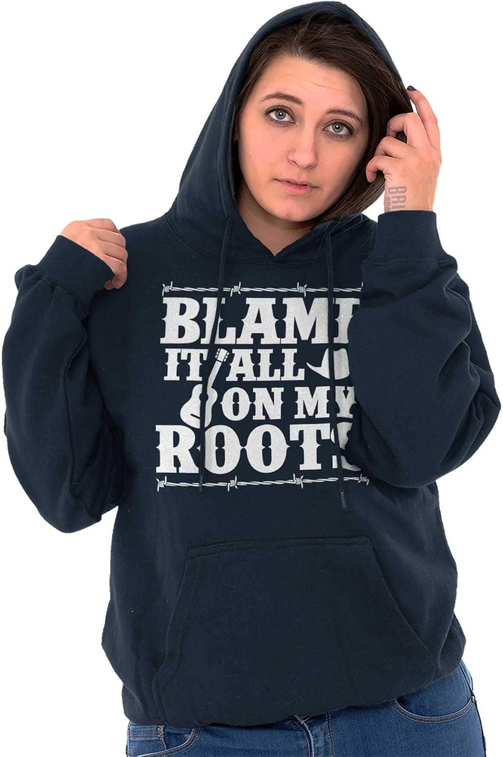 imageBrisco Brands Blame It On My Roots Country Music Hoodie Sweatshirt Women MenNavy