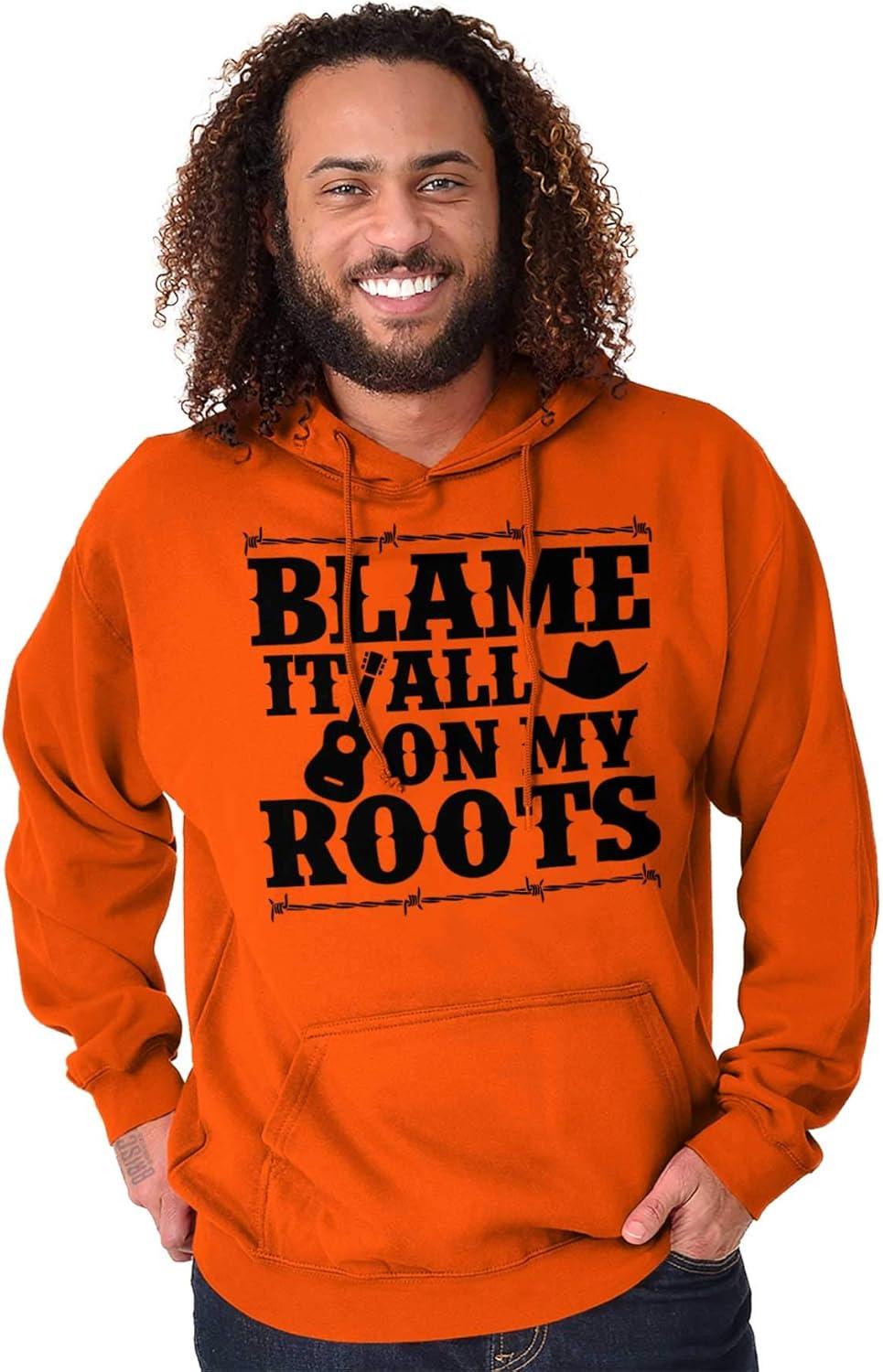 imageBrisco Brands Blame It On My Roots Country Music Hoodie Sweatshirt Women MenOrange