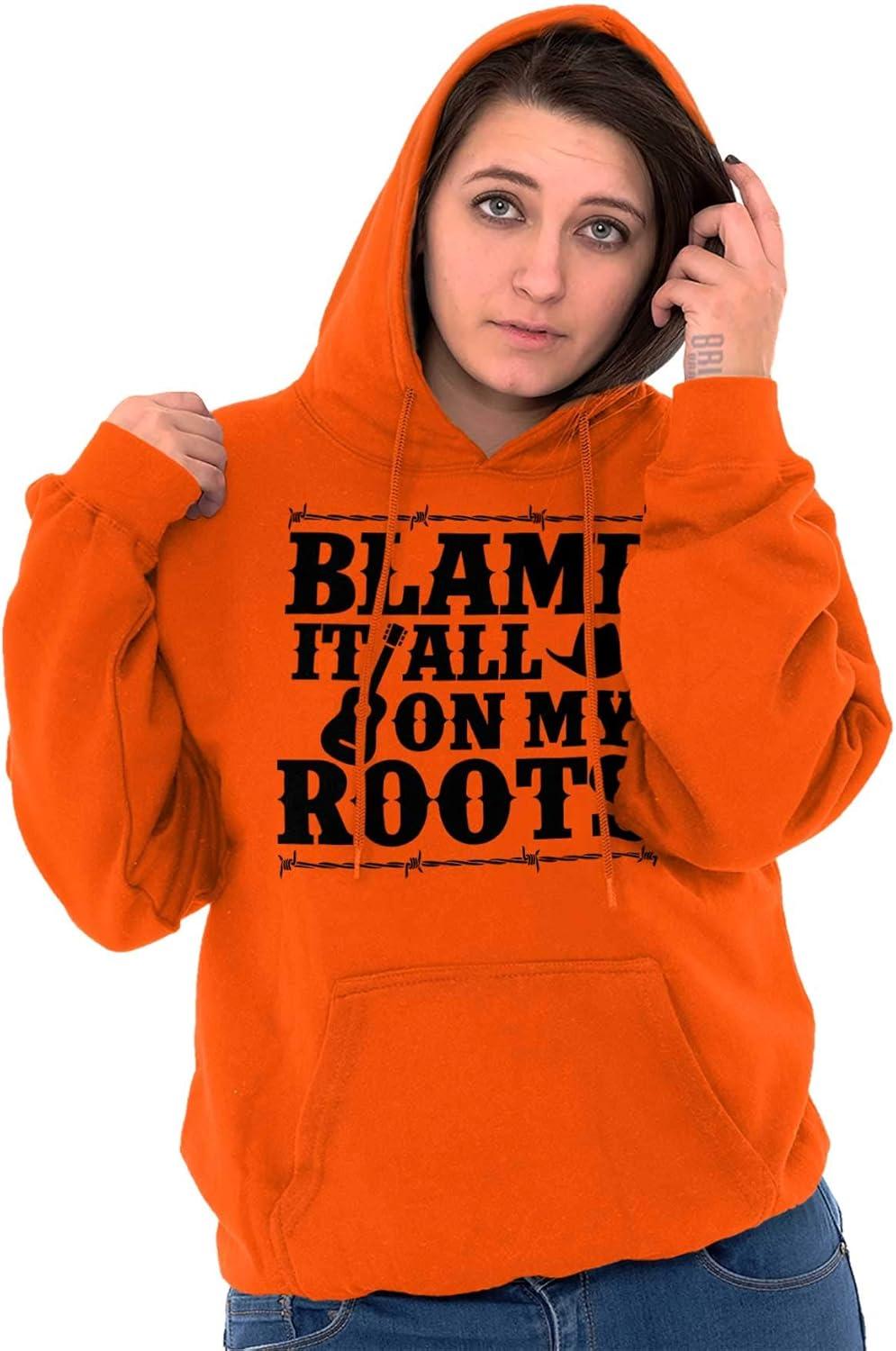 imageBrisco Brands Blame It On My Roots Country Music Hoodie Sweatshirt Women MenOrange