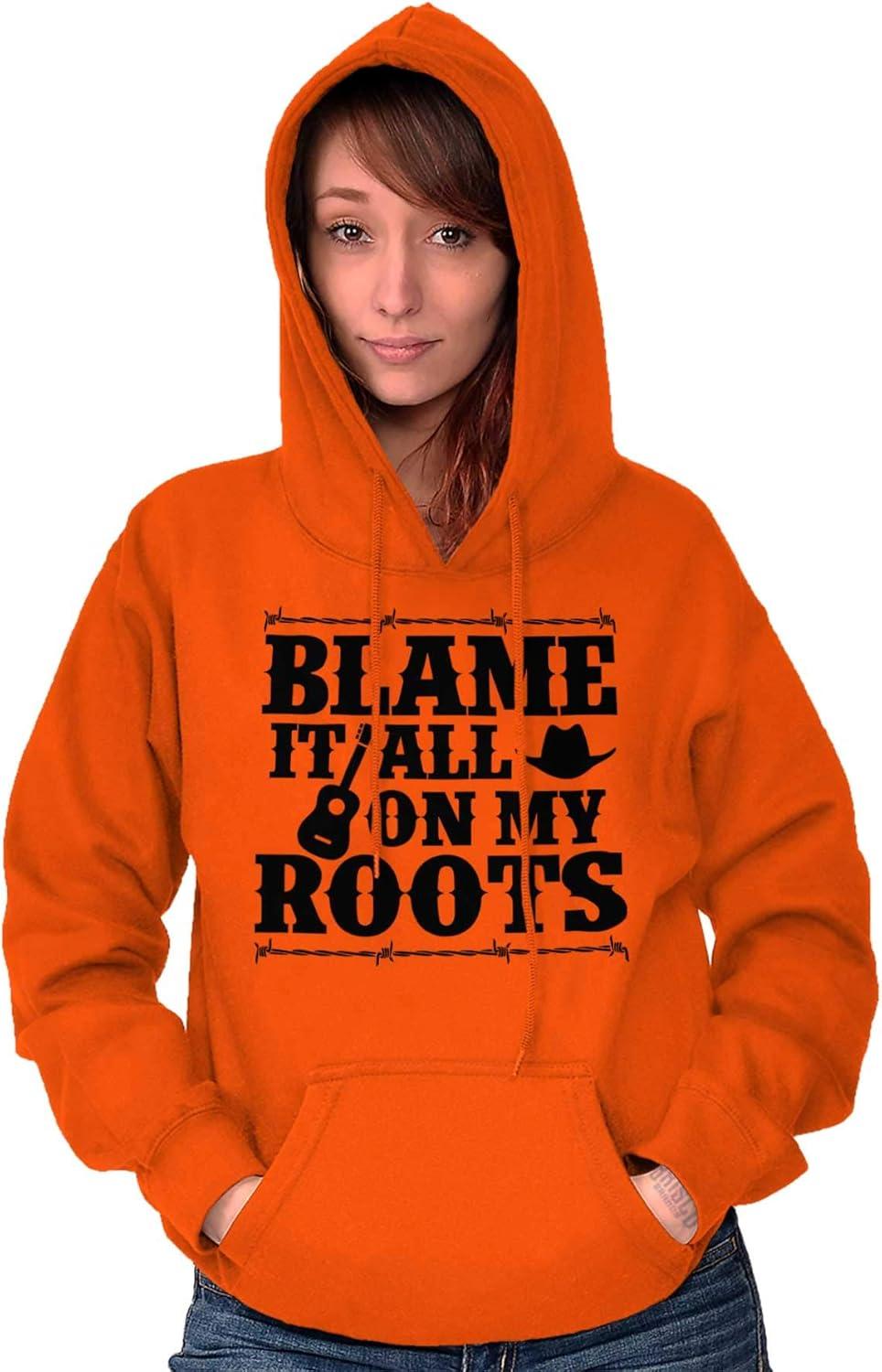 imageBrisco Brands Blame It On My Roots Country Music Hoodie Sweatshirt Women MenOrange