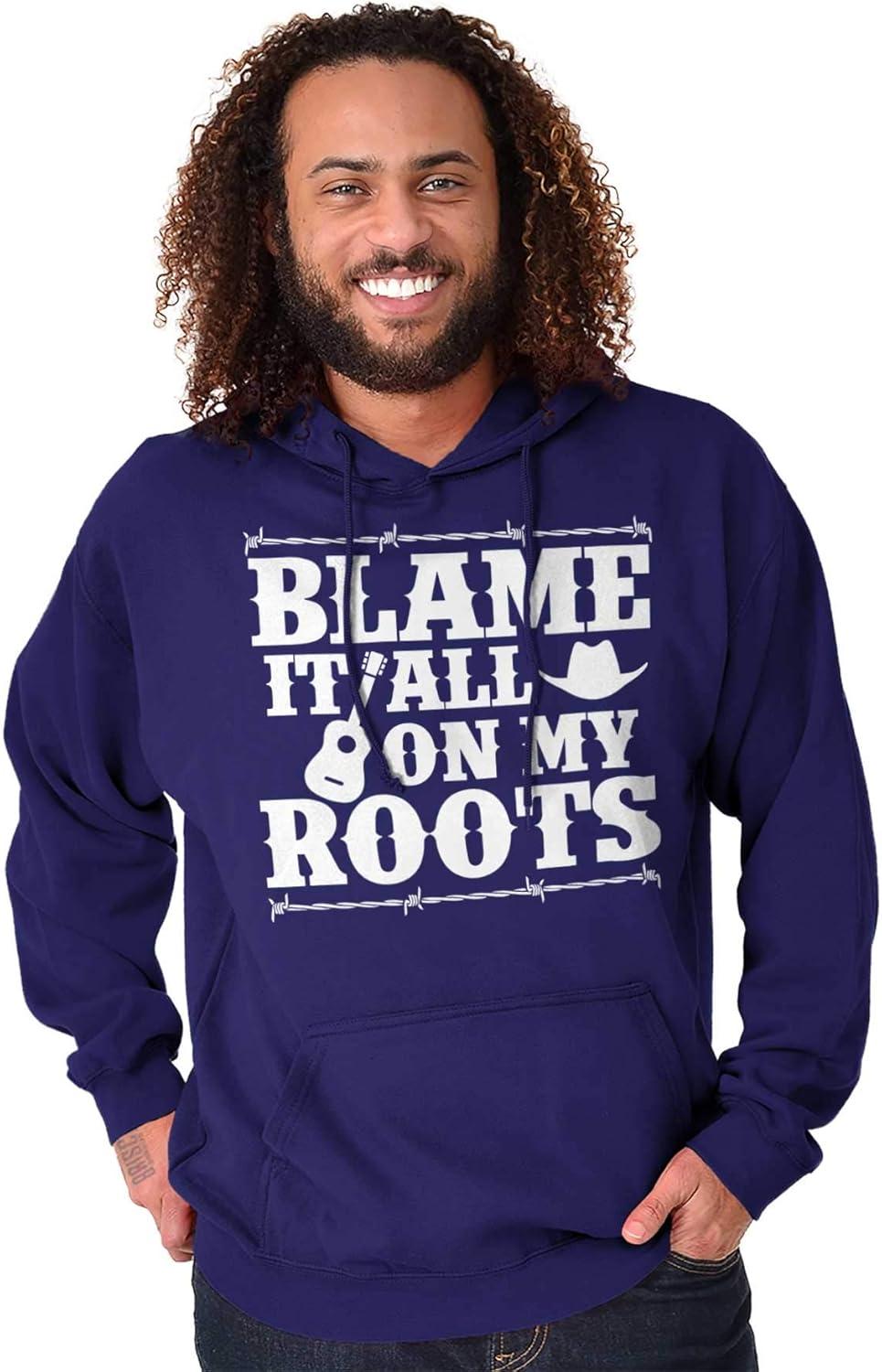 imageBrisco Brands Blame It On My Roots Country Music Hoodie Sweatshirt Women MenPurple