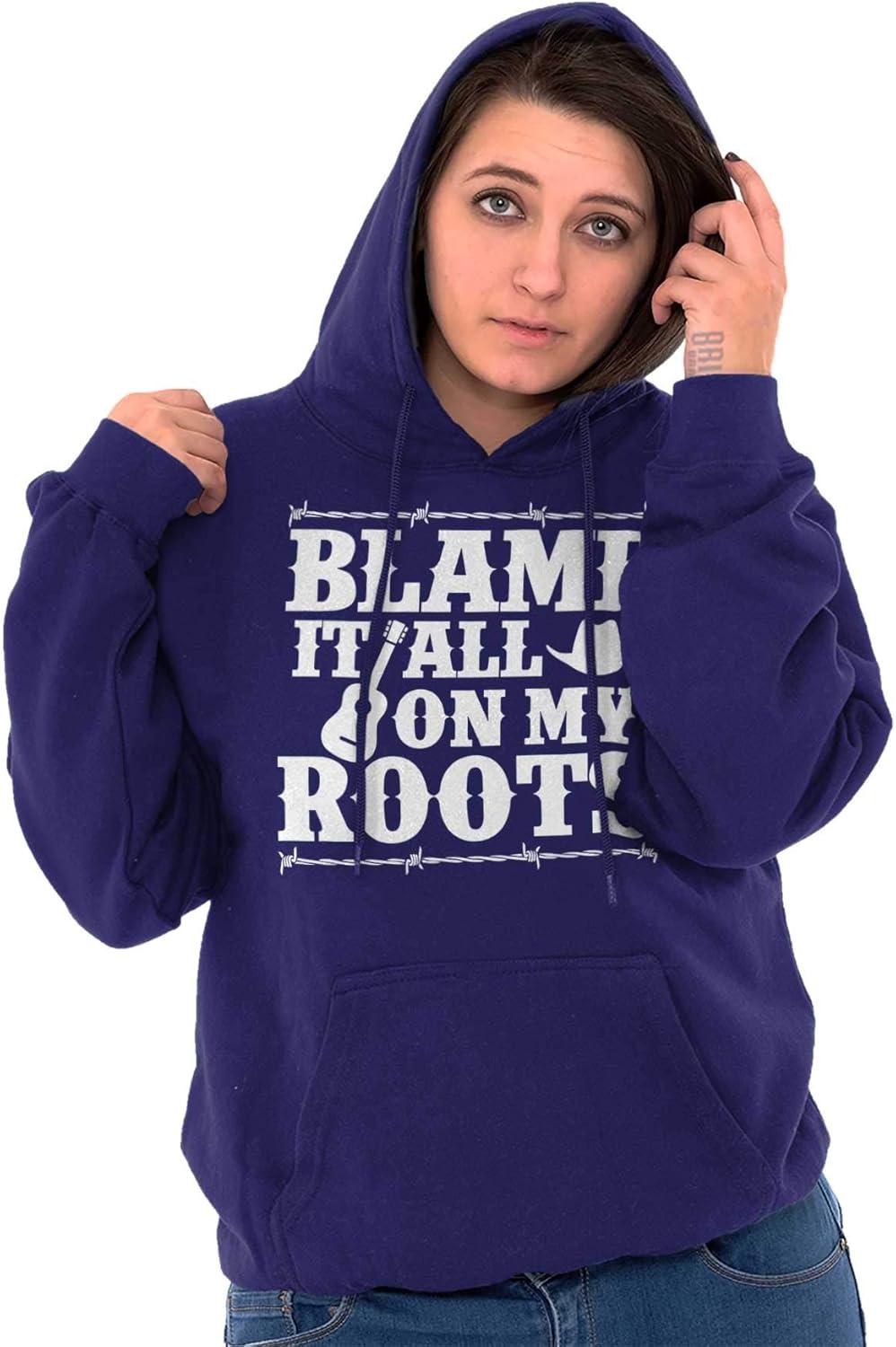 imageBrisco Brands Blame It On My Roots Country Music Hoodie Sweatshirt Women MenPurple