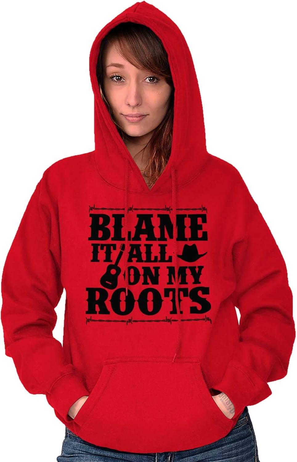 imageBrisco Brands Blame It On My Roots Country Music Hoodie Sweatshirt Women MenRed