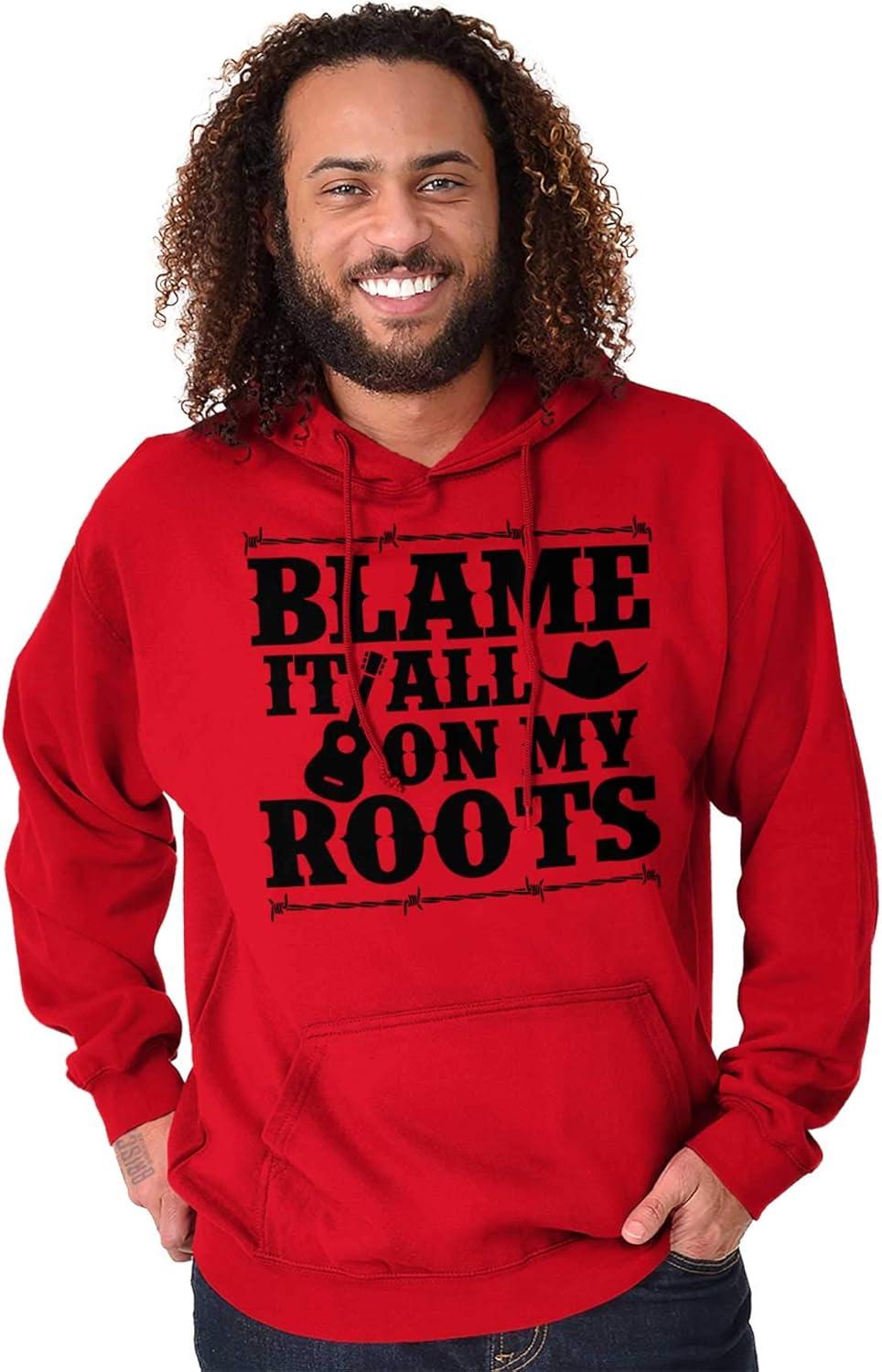 imageBrisco Brands Blame It On My Roots Country Music Hoodie Sweatshirt Women MenRed