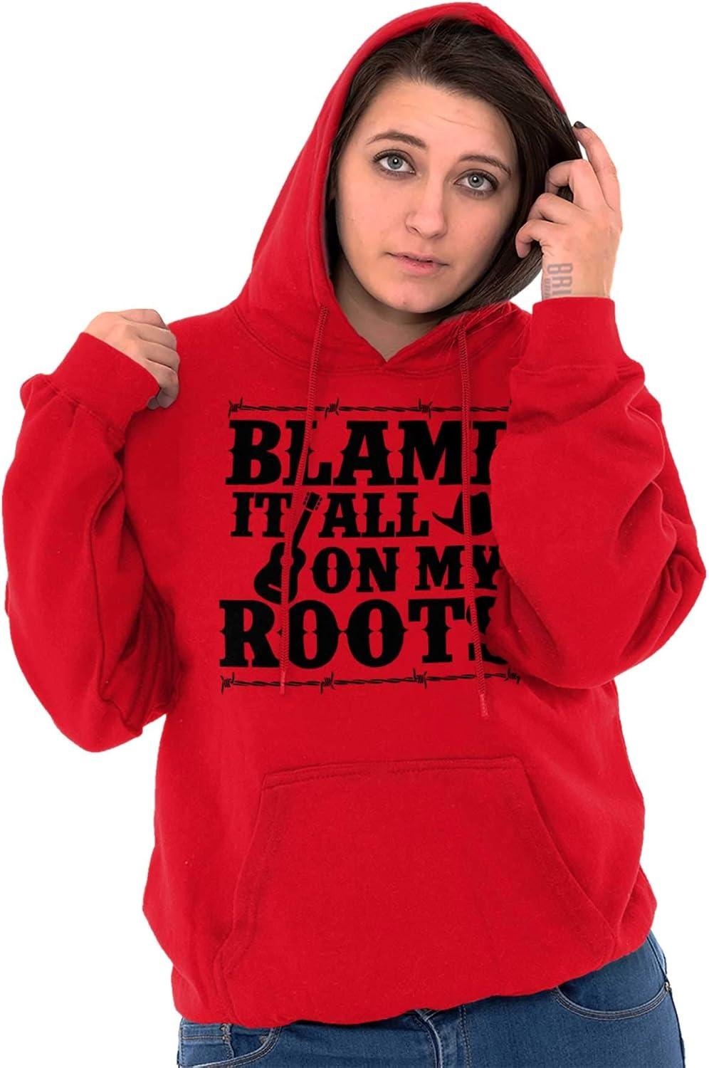 imageBrisco Brands Blame It On My Roots Country Music Hoodie Sweatshirt Women MenRed
