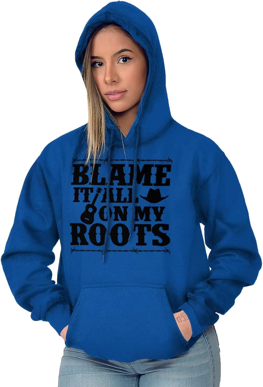 imageBrisco Brands Blame It On My Roots Country Music Hoodie Sweatshirt Women MenRoyal