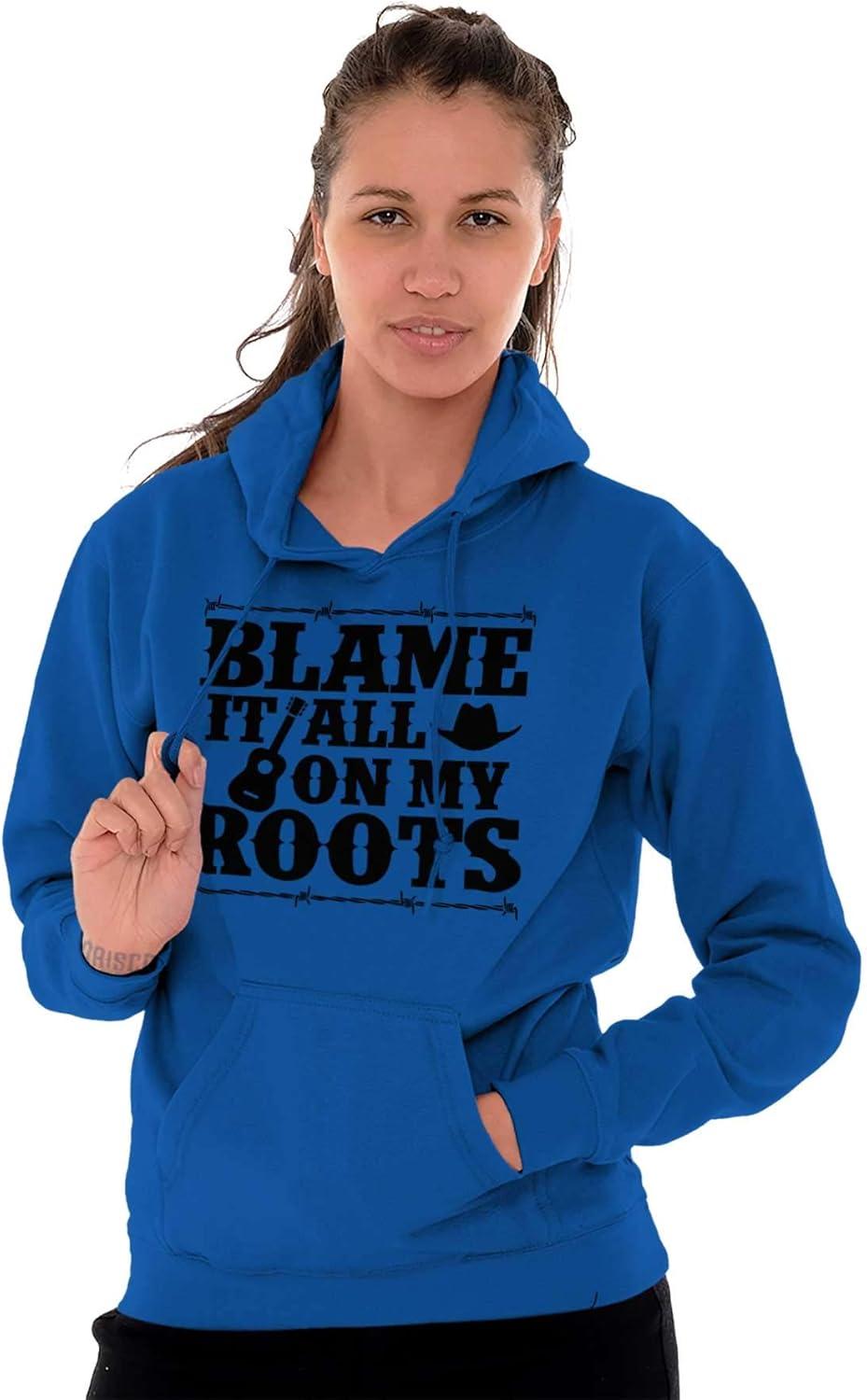 imageBrisco Brands Blame It On My Roots Country Music Hoodie Sweatshirt Women MenRoyal