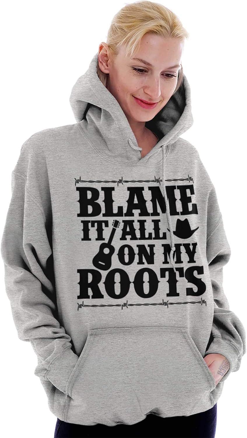 imageBrisco Brands Blame It On My Roots Country Music Hoodie Sweatshirt Women MenSport Grey
