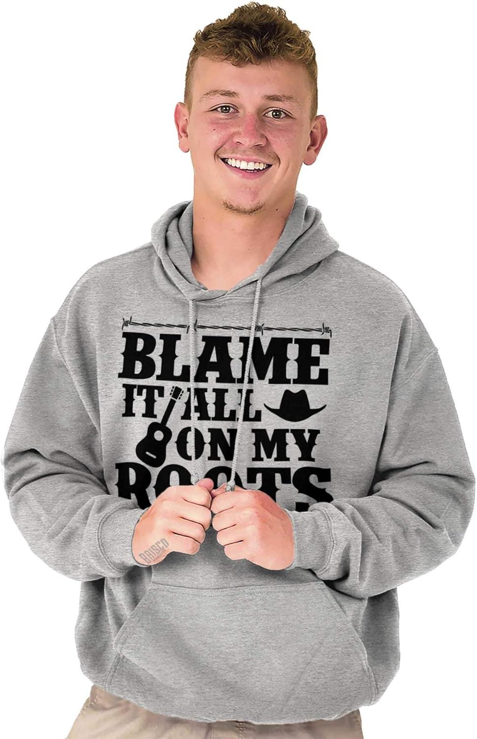 imageBrisco Brands Blame It On My Roots Country Music Hoodie Sweatshirt Women MenSport Grey