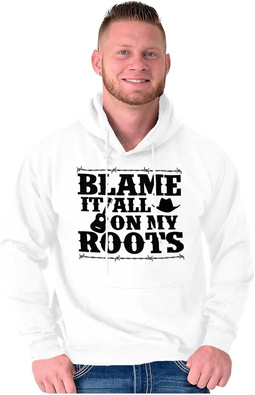 imageBrisco Brands Blame It On My Roots Country Music Hoodie Sweatshirt Women MenWhite