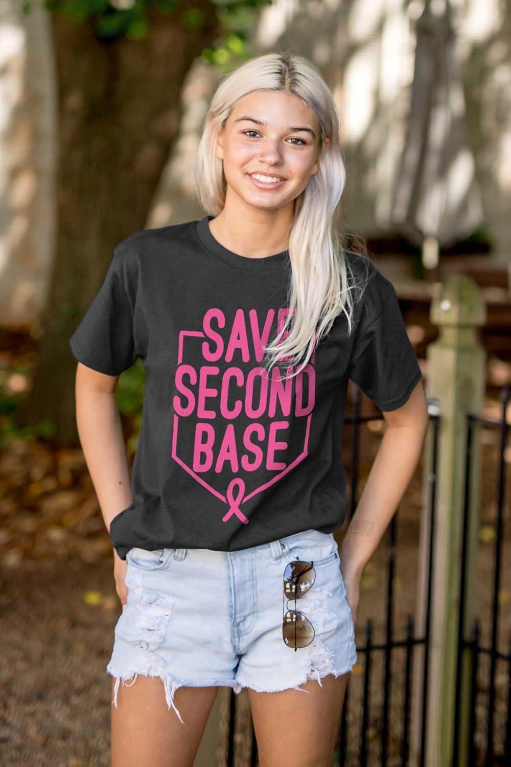 imageBrisco Brands Breast Cancer Awareness Save Second Womens Graphic T Shirt TeesBlack