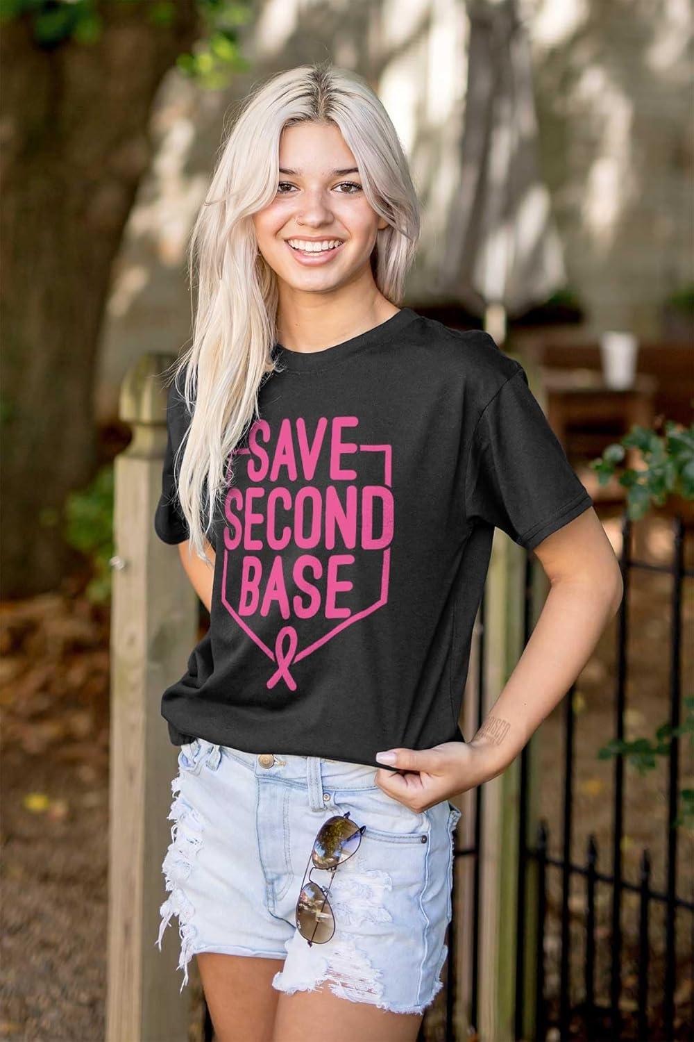 imageBrisco Brands Breast Cancer Awareness Save Second Womens Graphic T Shirt TeesBlack