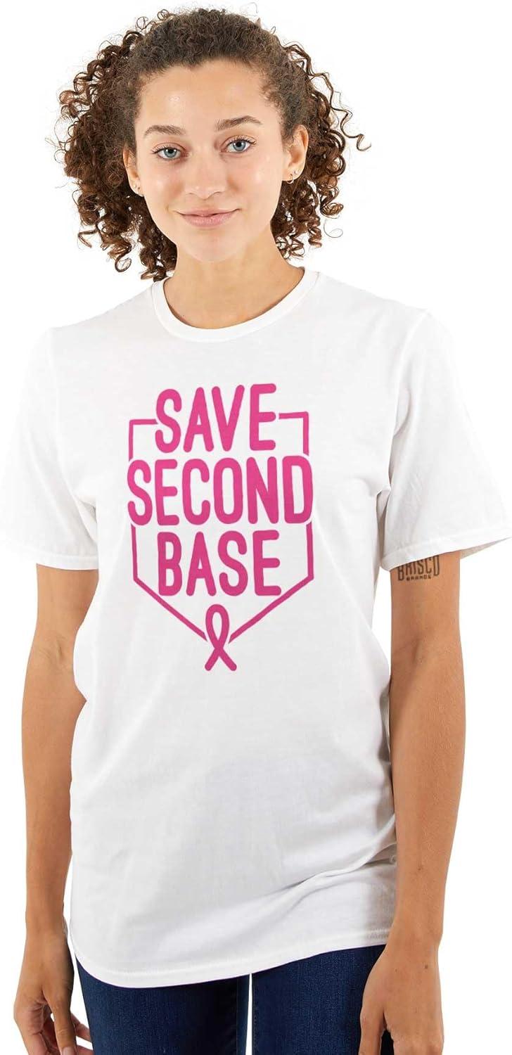 imageBrisco Brands Breast Cancer Awareness Save Second Womens Graphic T Shirt TeesWhite