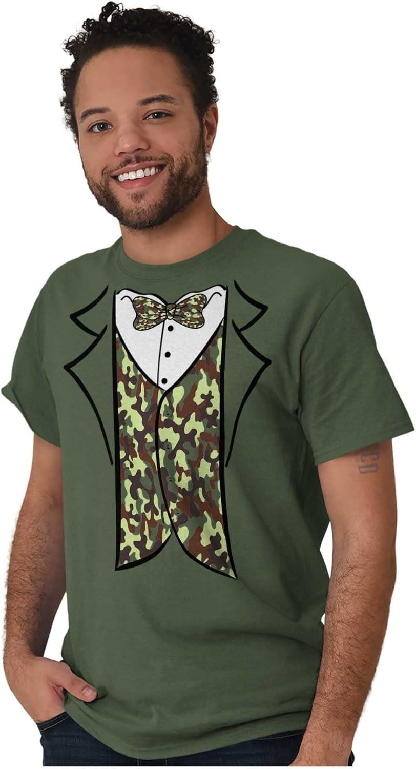 imageBrisco Brands Camouflage Faux Three Piece Tuxedo Mens Graphic T Shirt TeesMilitary Green