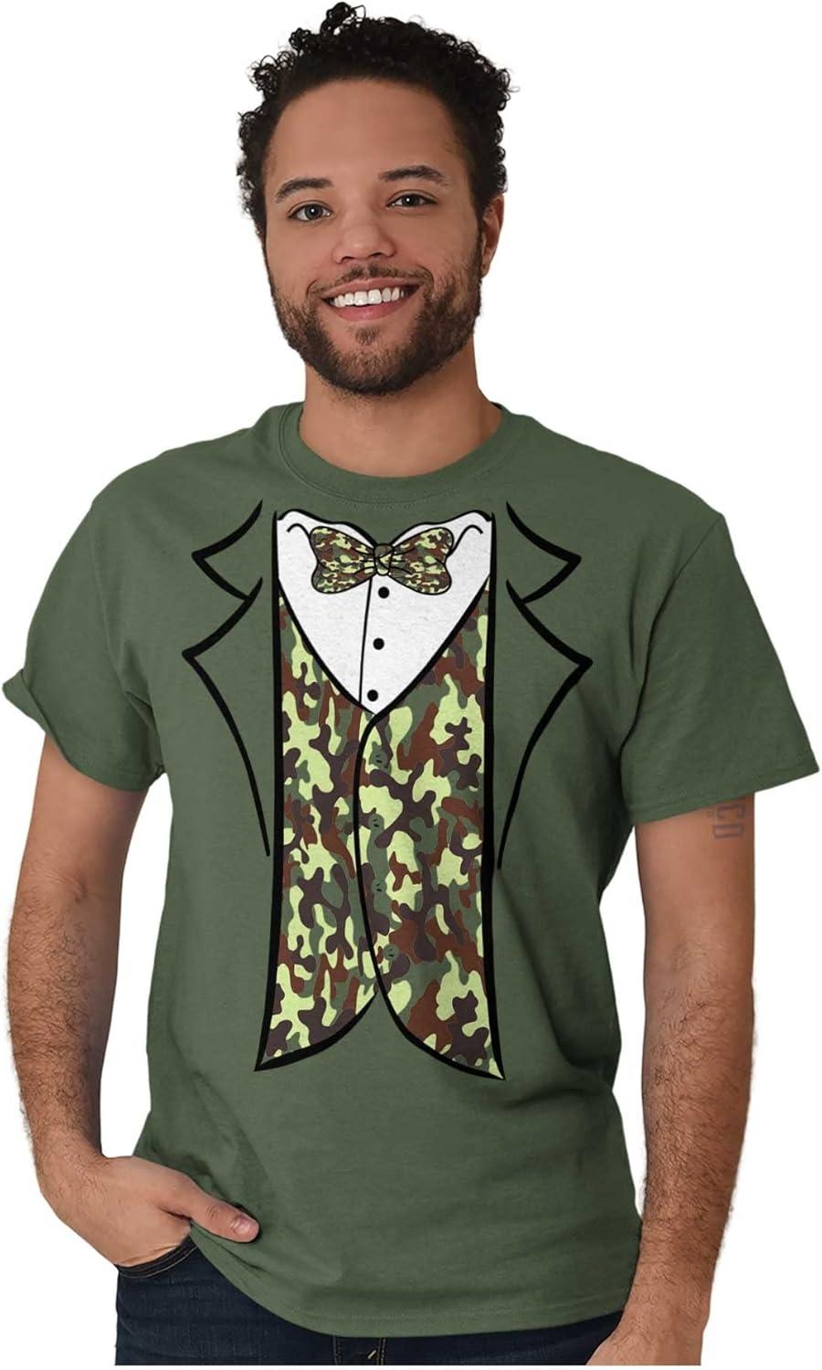 imageBrisco Brands Camouflage Faux Three Piece Tuxedo Mens Graphic T Shirt TeesMilitary Green