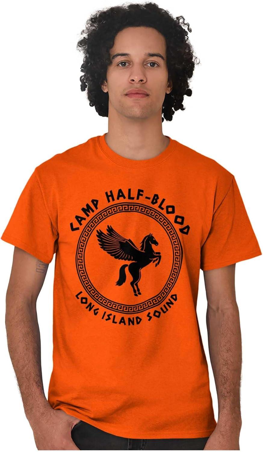 imageBrisco Brands Camp Half Blood Greek Mythology Graphic T Shirt Men or WomenOrange Greek Key Pattern