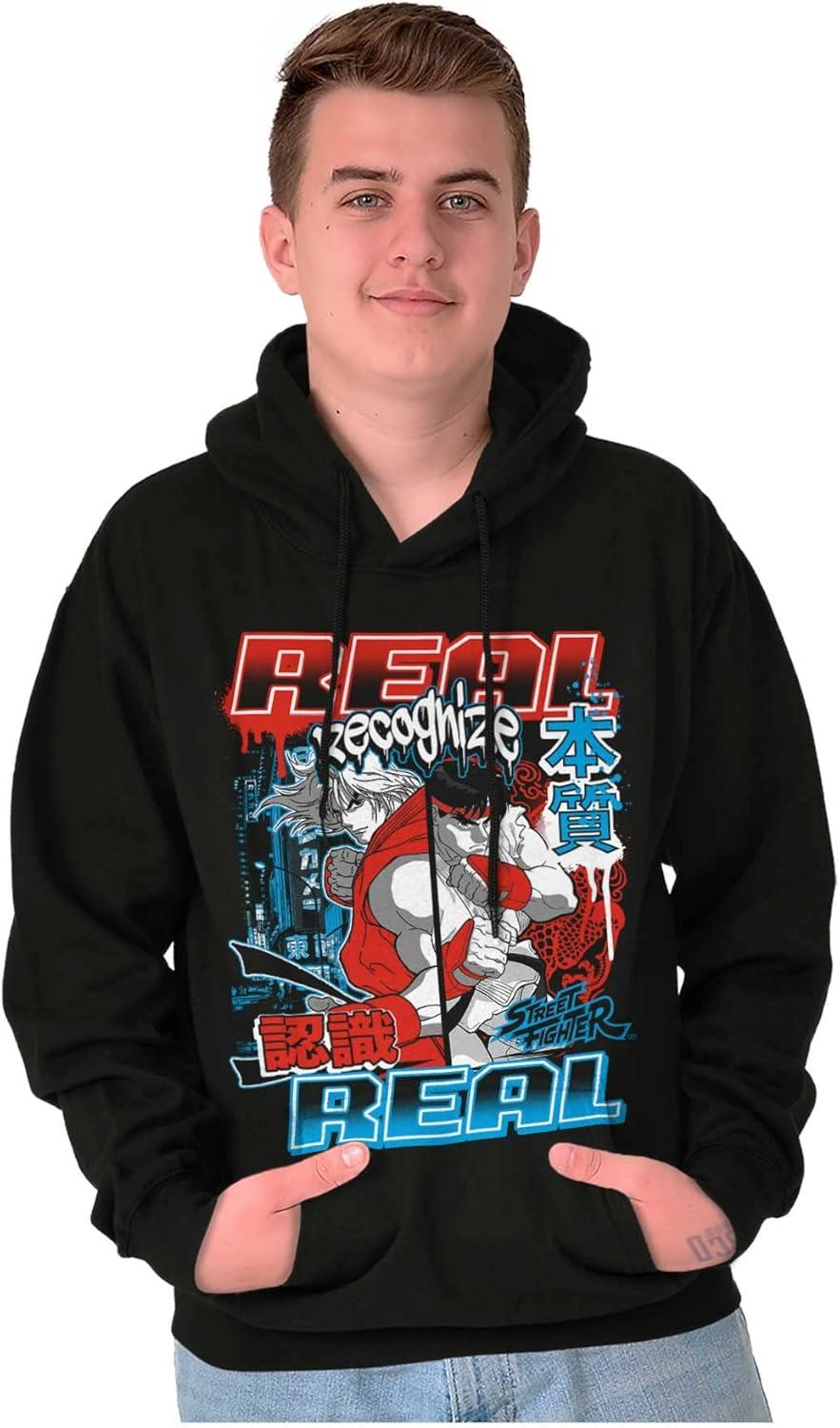 imageBrisco Brands Cool Kanji Street Fighter Retro Ryu Hoodie Sweatshirt Women MenBlack