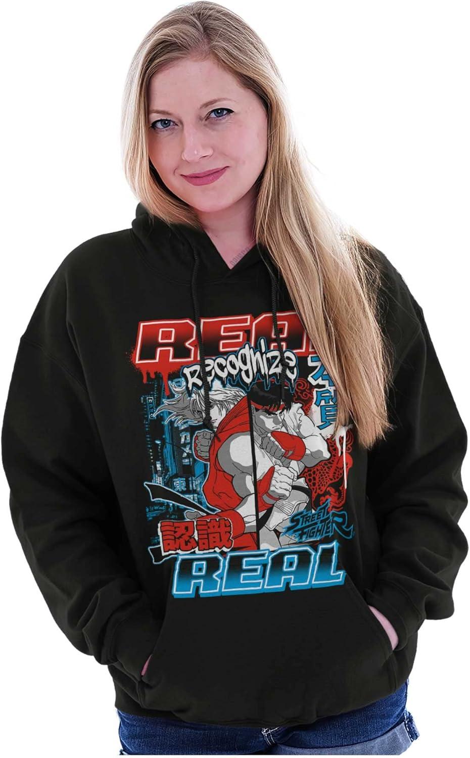 imageBrisco Brands Cool Kanji Street Fighter Retro Ryu Hoodie Sweatshirt Women MenBlack