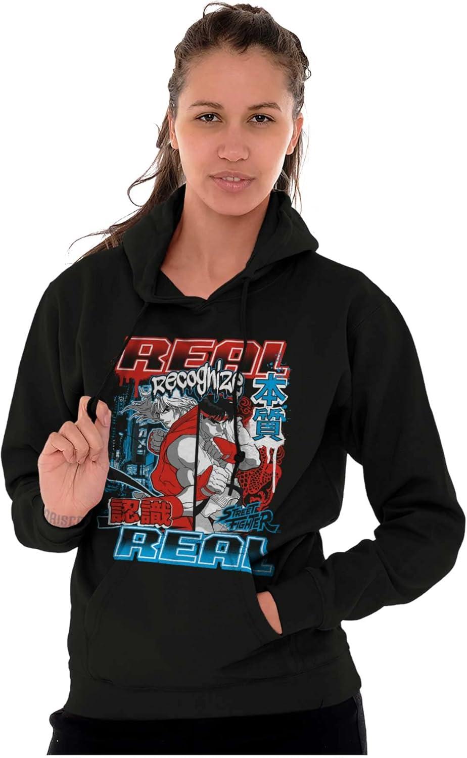 imageBrisco Brands Cool Kanji Street Fighter Retro Ryu Hoodie Sweatshirt Women MenBlack