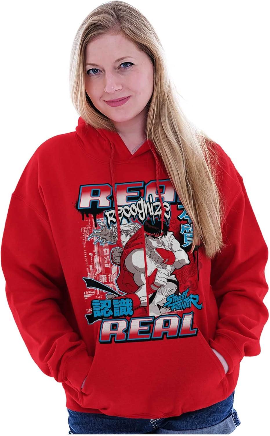 imageBrisco Brands Cool Kanji Street Fighter Retro Ryu Hoodie Sweatshirt Women MenRed