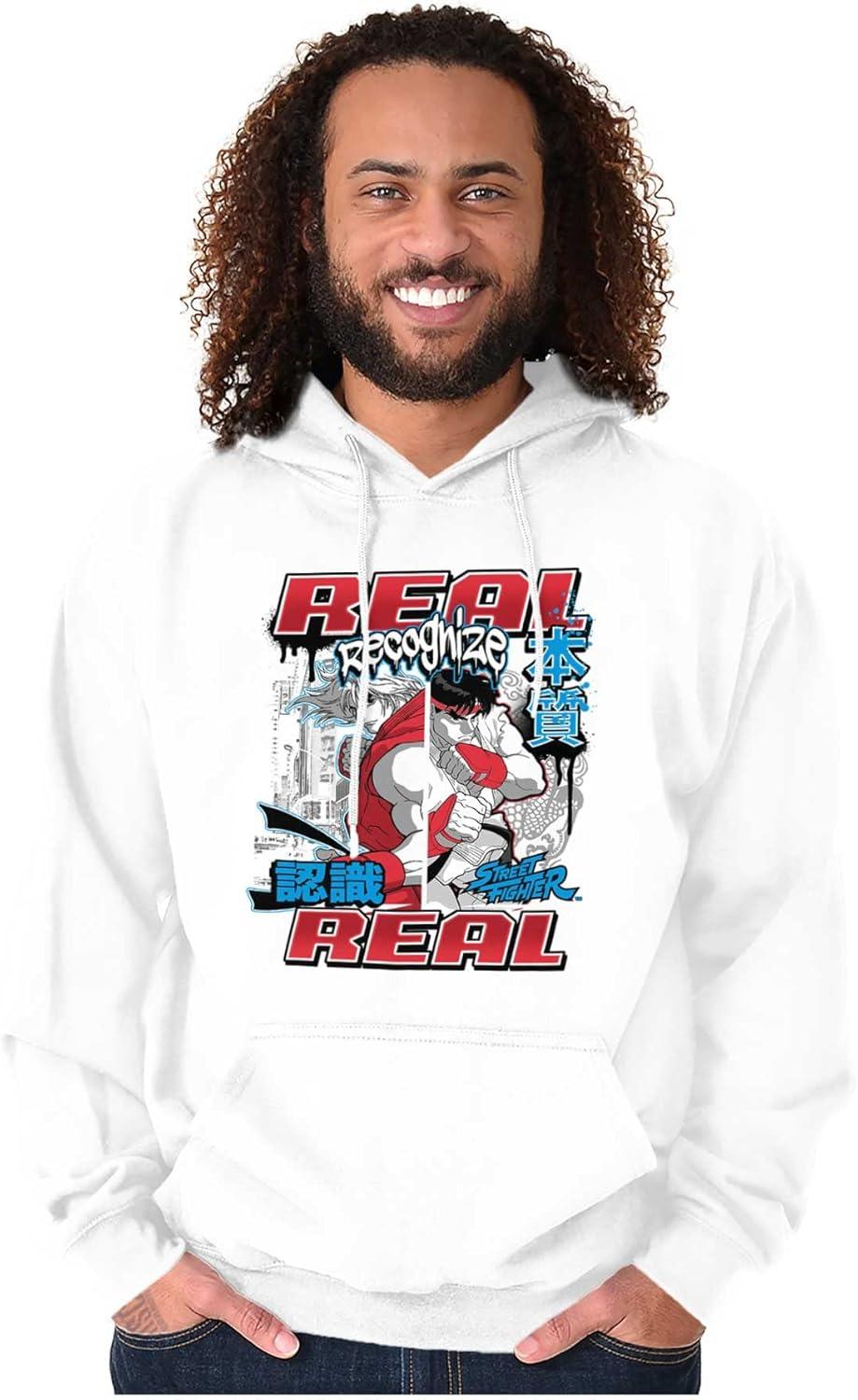 imageBrisco Brands Cool Kanji Street Fighter Retro Ryu Hoodie Sweatshirt Women MenWhite