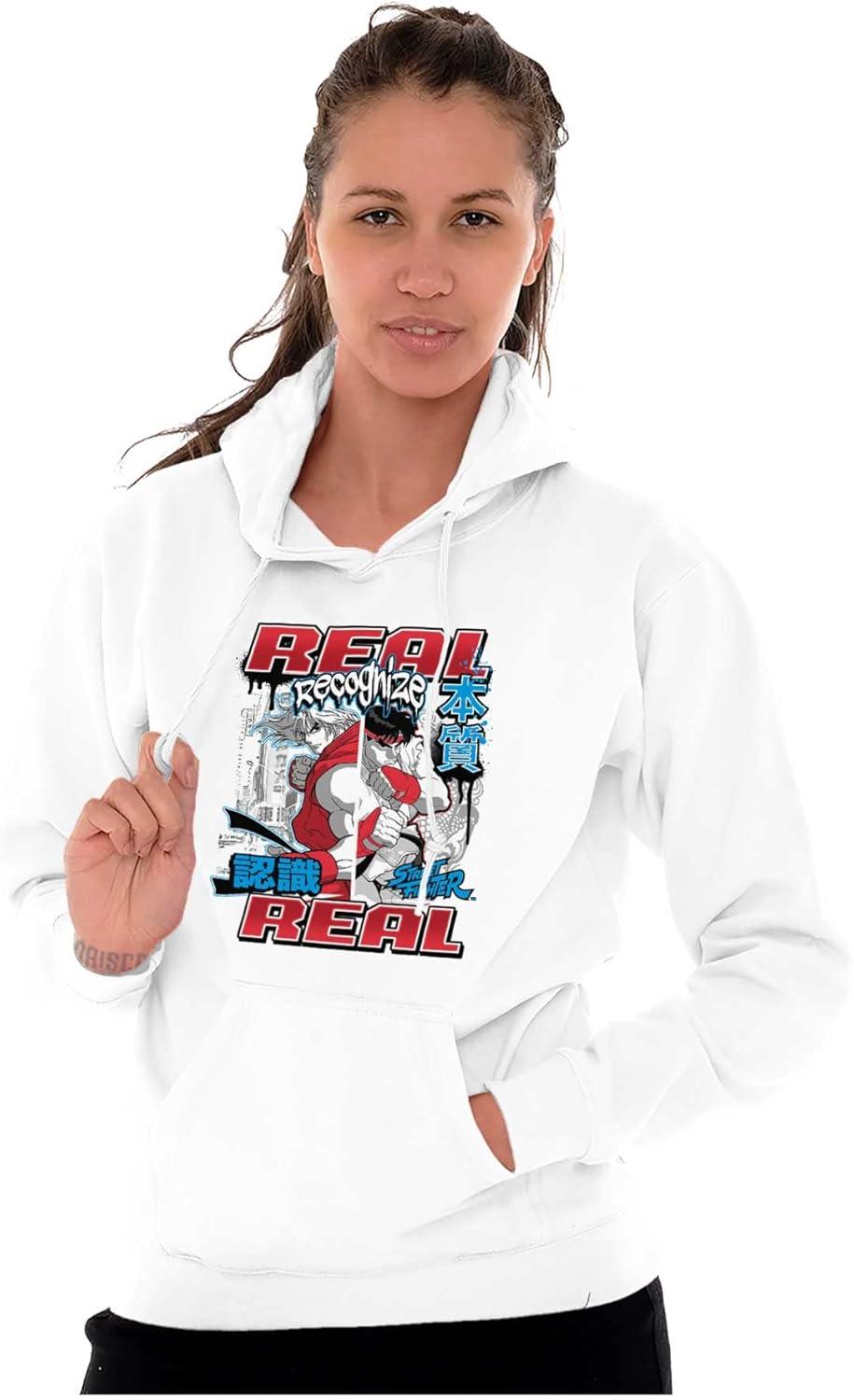 imageBrisco Brands Cool Kanji Street Fighter Retro Ryu Hoodie Sweatshirt Women MenWhite