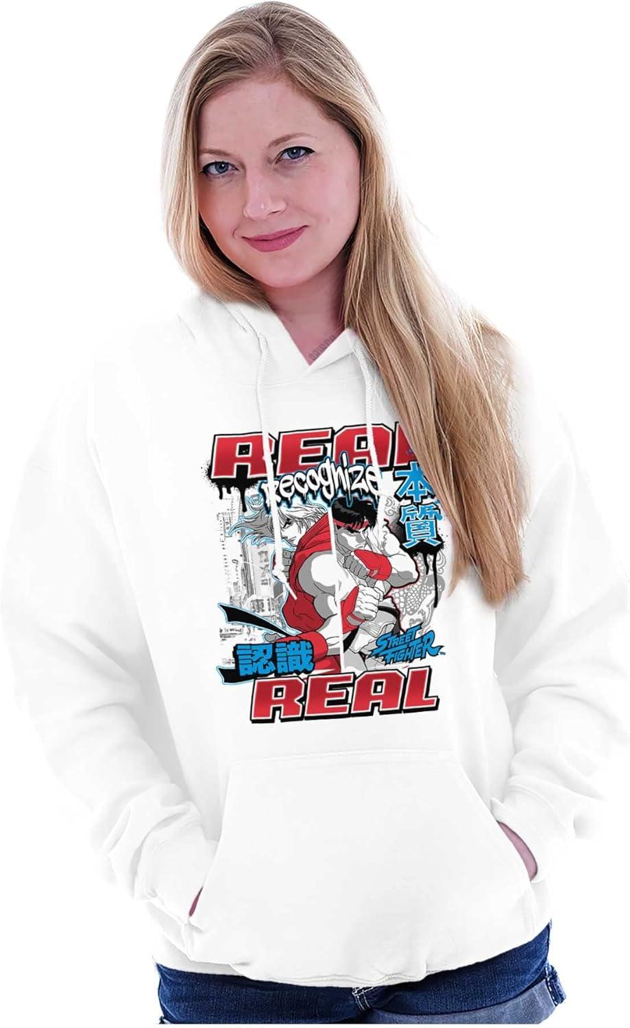 imageBrisco Brands Cool Kanji Street Fighter Retro Ryu Hoodie Sweatshirt Women MenWhite