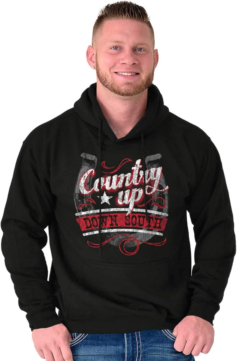 imageBrisco Brands Country Down South Lucky Horse Shoe Hoodie Sweatshirt Women MenBlack