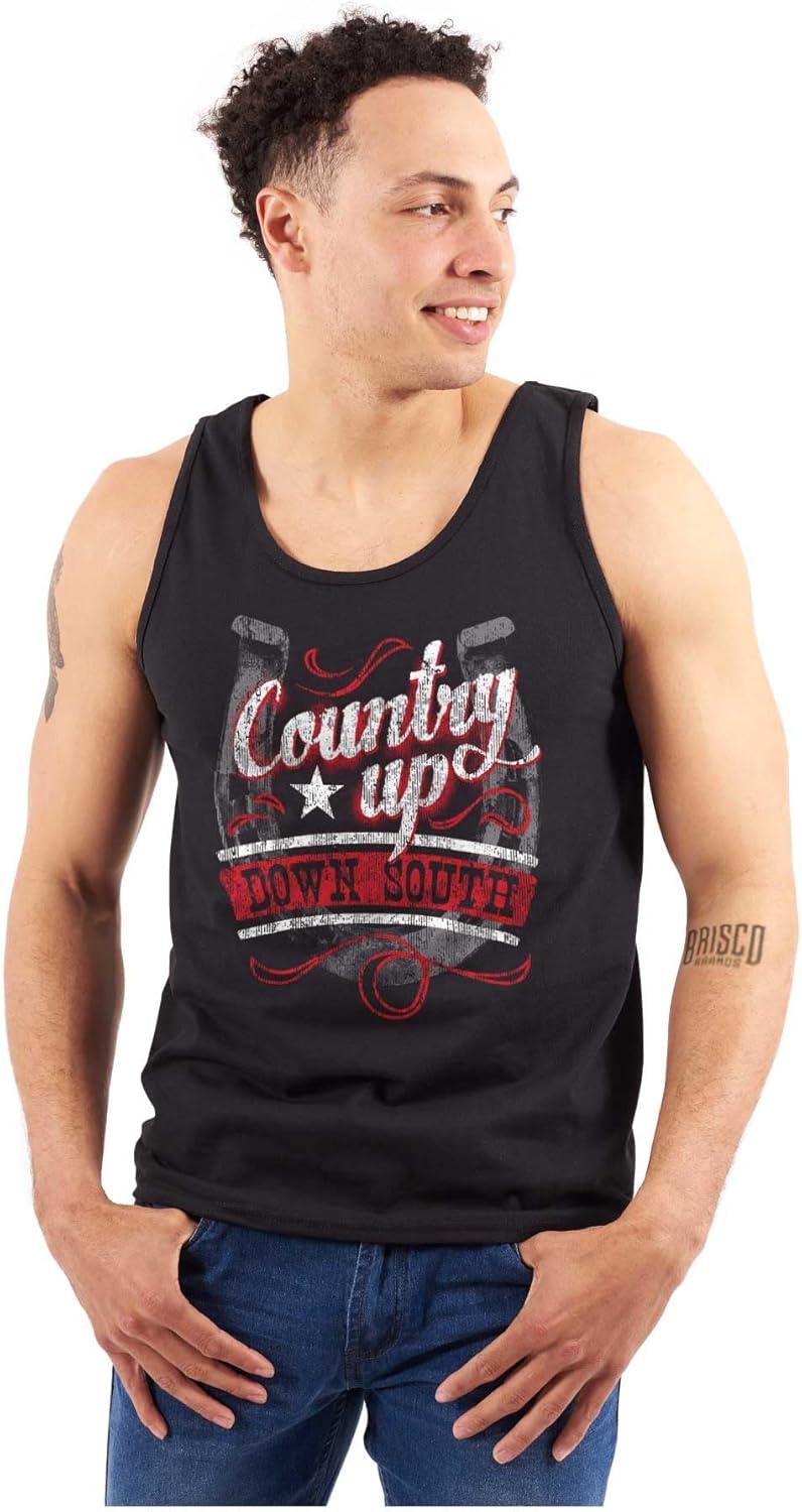 imageBrisco Brands Country Down South Lucky Horse Shoe Tank Top T Shirts Men WomenBlack