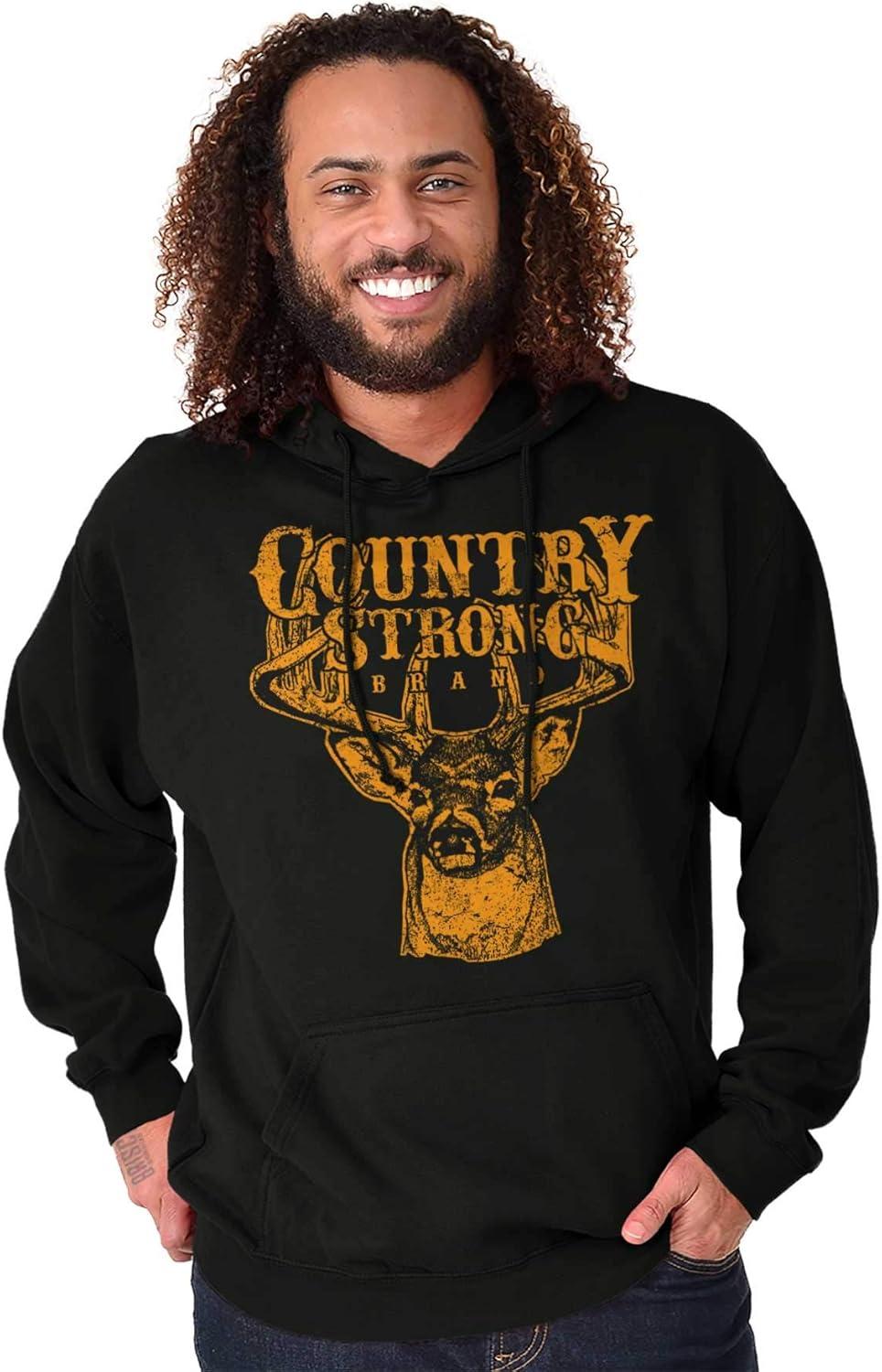 imageBrisco Brands Country Strong Buck Hoodie Sweatshirt Women MenBlack