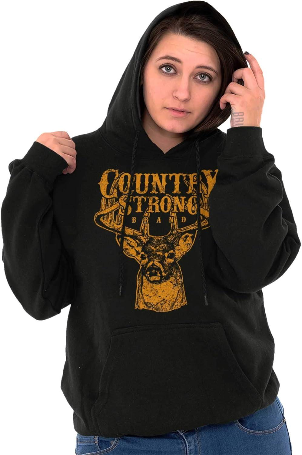 imageBrisco Brands Country Strong Buck Hoodie Sweatshirt Women MenBlack