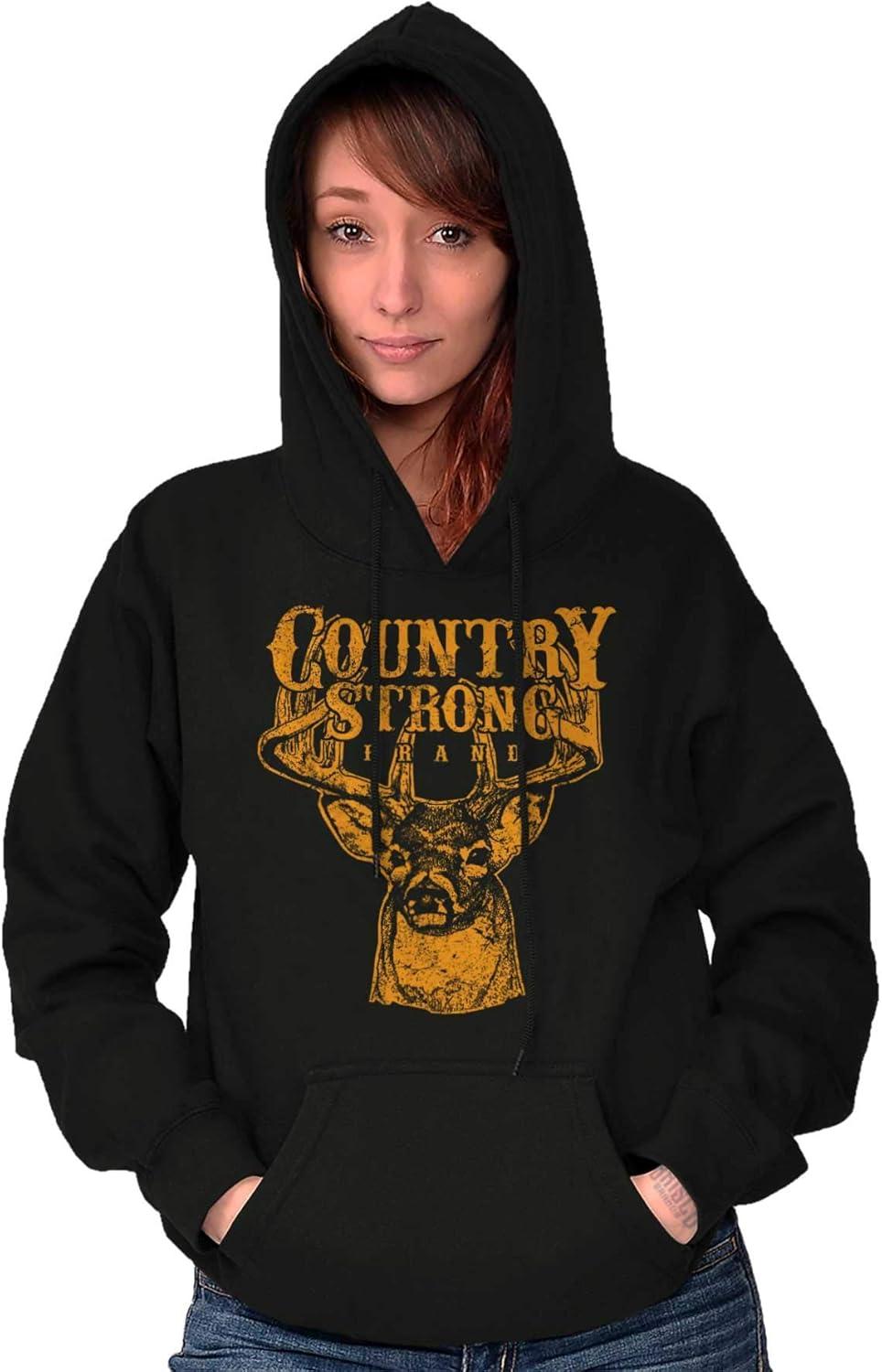imageBrisco Brands Country Strong Buck Hoodie Sweatshirt Women MenBlack
