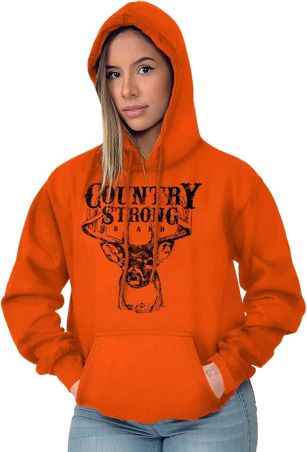 imageBrisco Brands Country Strong Buck Hoodie Sweatshirt Women MenOrange