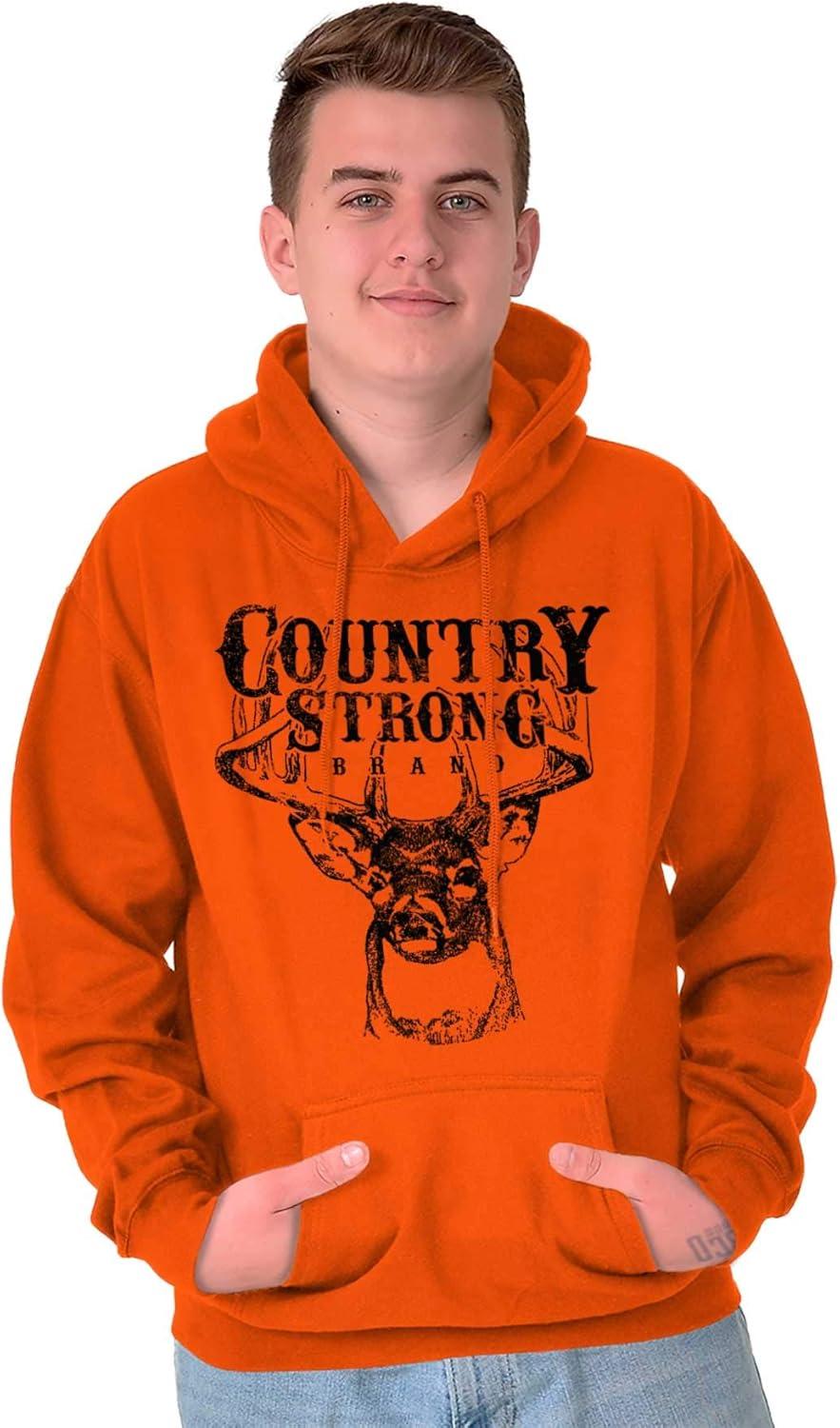 imageBrisco Brands Country Strong Buck Hoodie Sweatshirt Women MenOrange