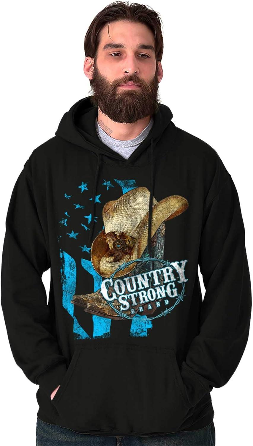 imageBrisco Brands Country Strong Cowboy Hat Hoodie Sweatshirt WomenBlack