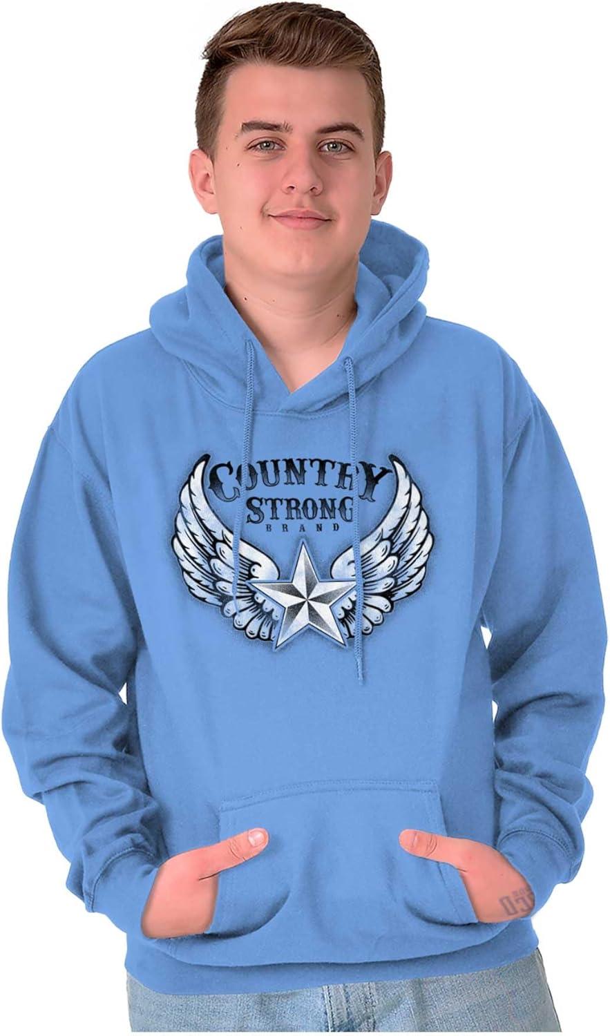 imageBrisco Brands Country Strong Cute Angels Wings Star Hoodie Sweatshirt WomenCarolina Blue