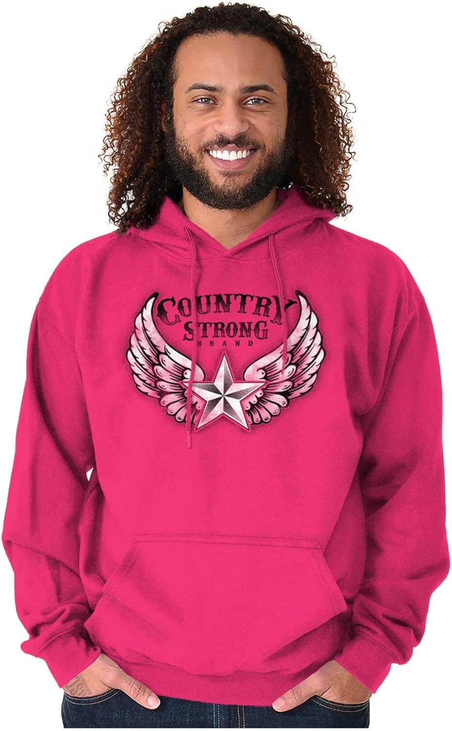 imageBrisco Brands Country Strong Cute Angels Wings Star Hoodie Sweatshirt WomenHeliconia