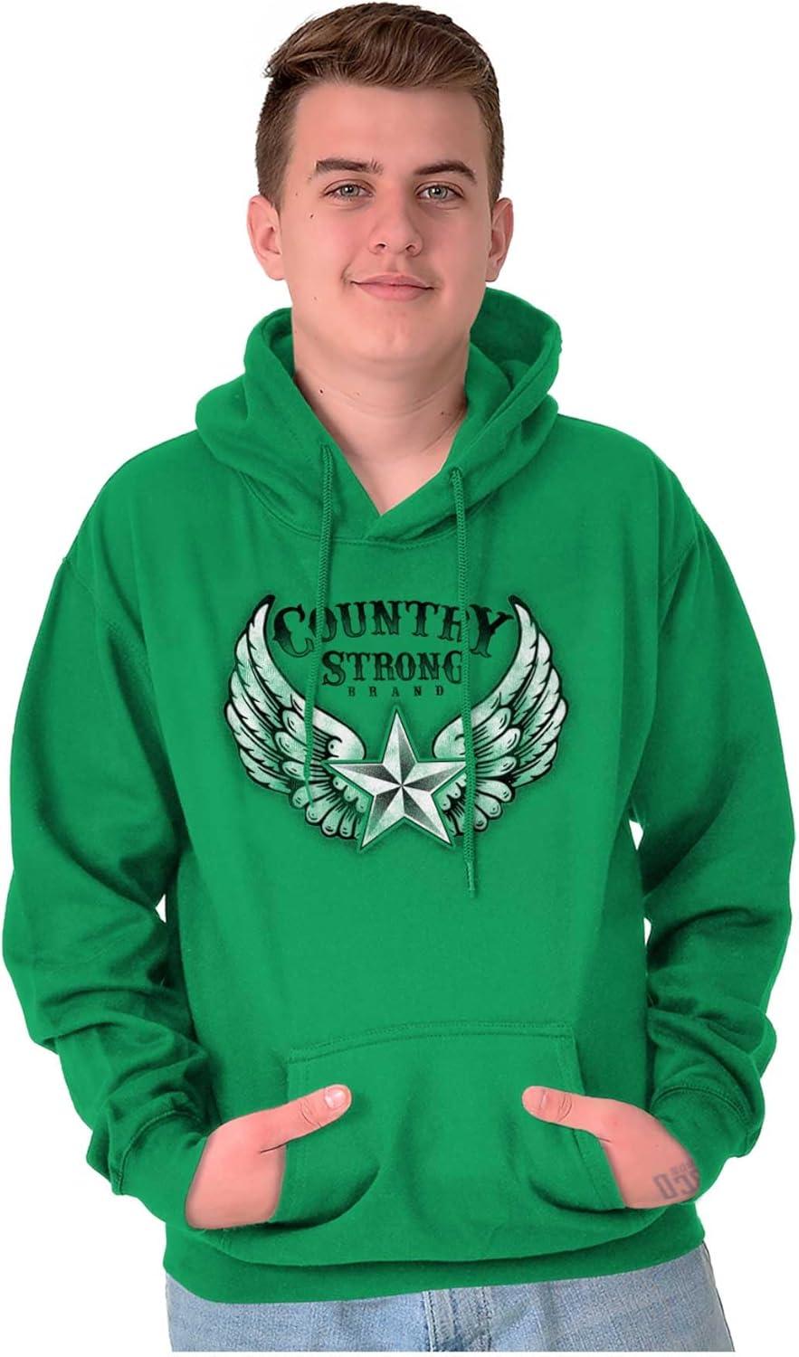 imageBrisco Brands Country Strong Cute Angels Wings Star Hoodie Sweatshirt WomenIrish Green