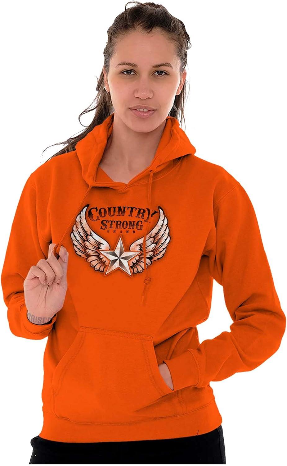 imageBrisco Brands Country Strong Cute Angels Wings Star Hoodie Sweatshirt WomenOrange