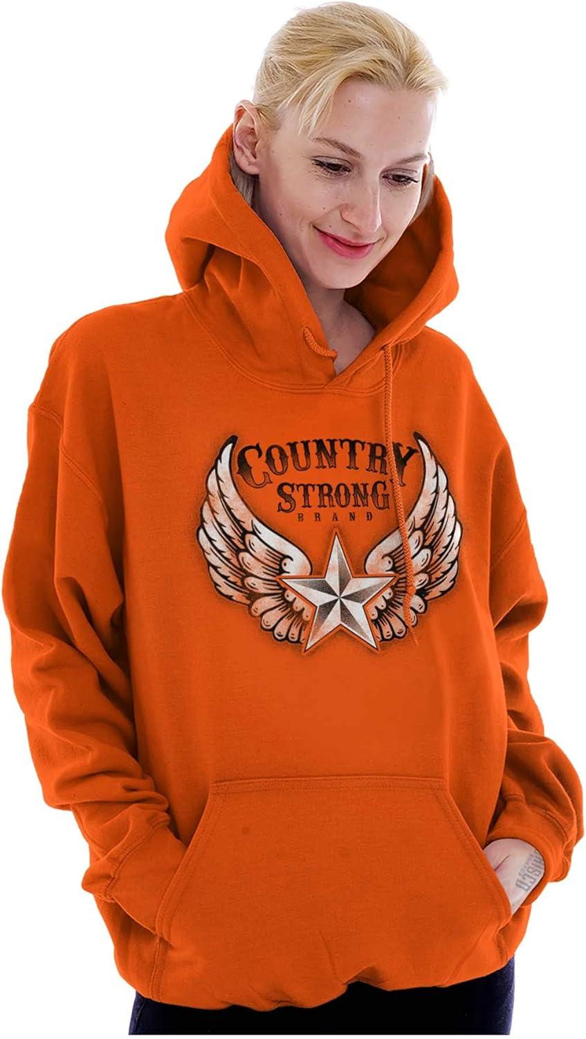 imageBrisco Brands Country Strong Cute Angels Wings Star Hoodie Sweatshirt WomenOrange