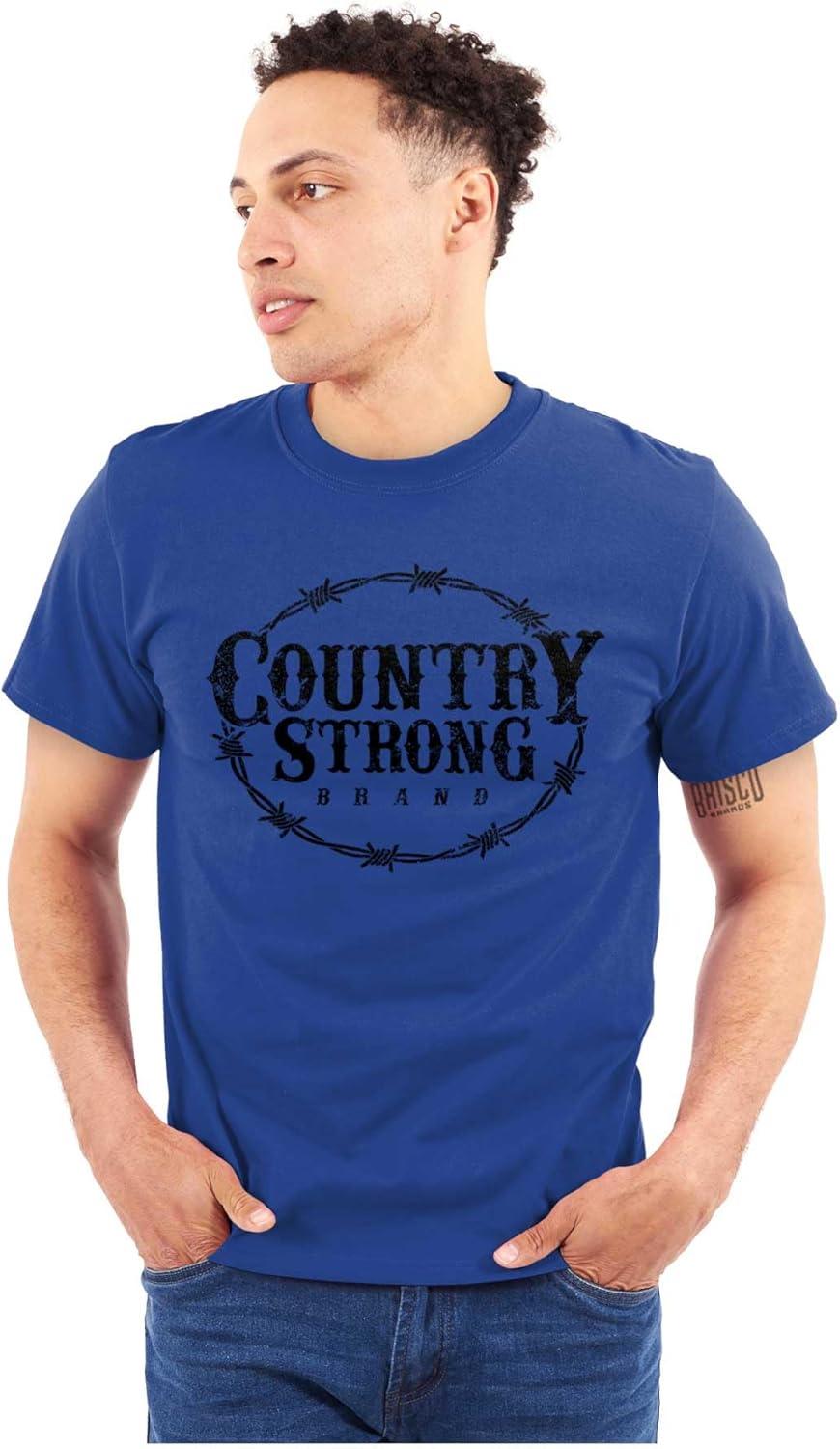 imageBrisco Brands Country Strong Logo Western Cowboy Graphic T Shirt Men or WomenRoyal